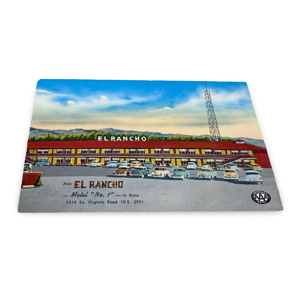 Vintage El Rancho Motel Reno Nevada Fold-Out Unused Postcard ShiniColor SK8041